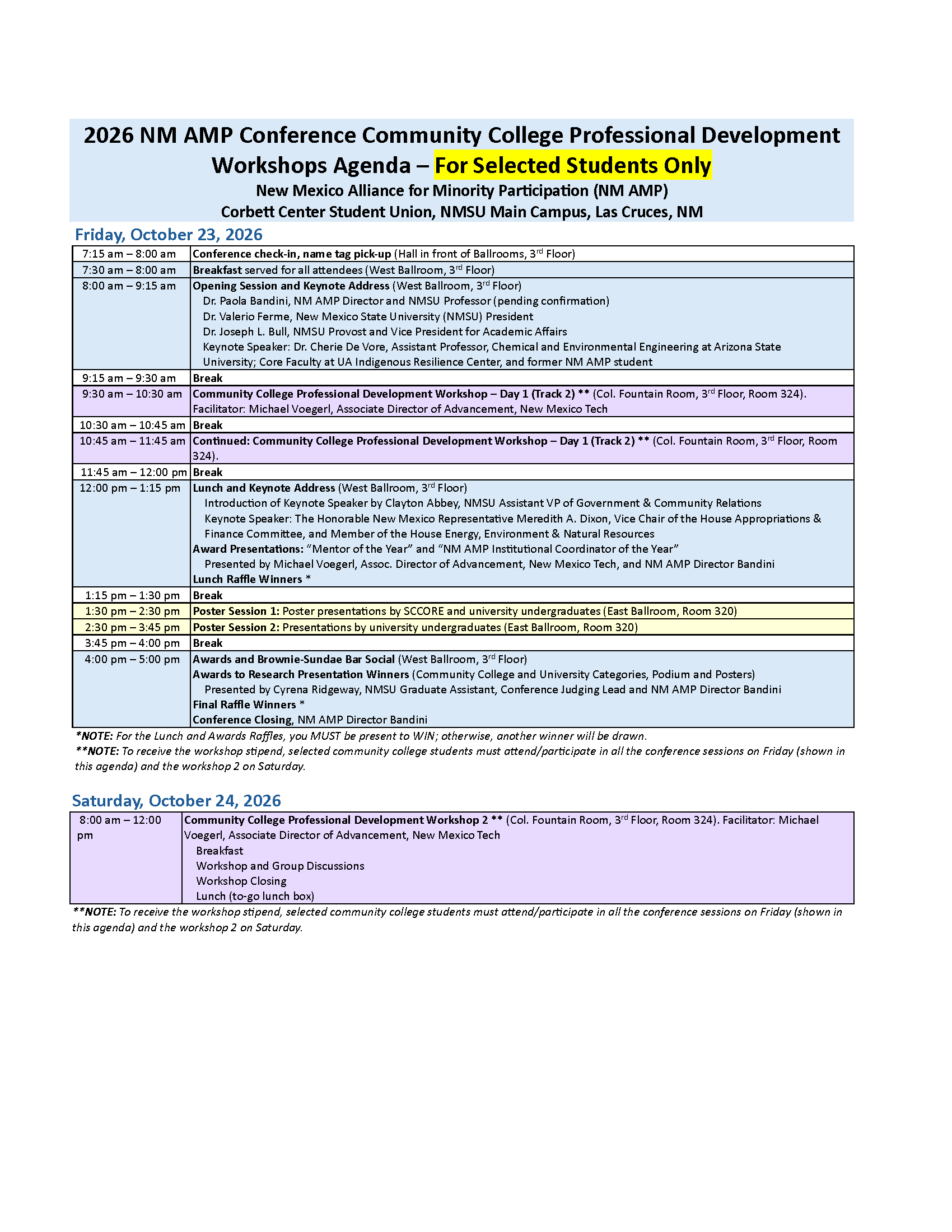 Community College Workshops