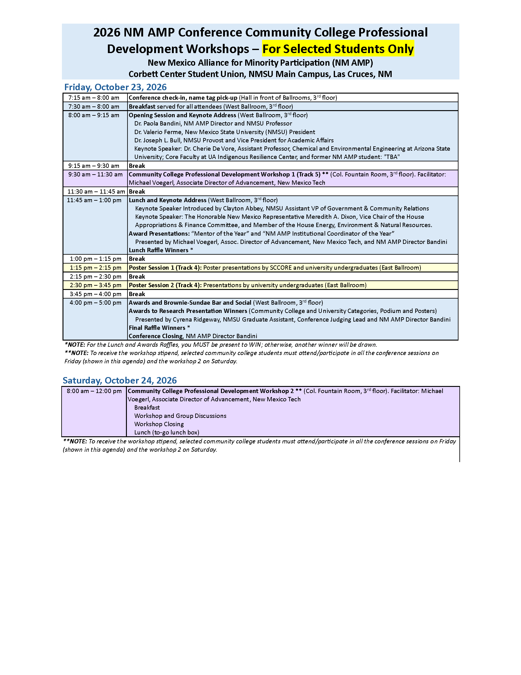 Community College Workshops